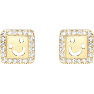 HEFANG何方笑脸钻石耳钉14K金轻奢高级饰品高级耳环生日礼物