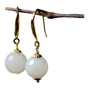 和田玉耳饰女东海水晶翡翠玉石耳坠散珠子羊脂玉白玉耳环玄学耳钉