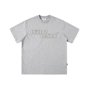 WHOOSIS（不知其名）双层贴布刺绣短袖T恤纯色夏季简约百搭男女潮