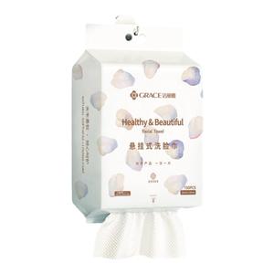 洁丽雅一次性洗脸巾悬挂式加厚纤维洗脸巾珍珠纹洁面巾家庭装150p