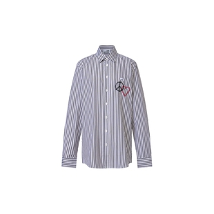 【全新上市】Love Moschino26早秋 女士黑白竖条纹翻领长袖衬衫