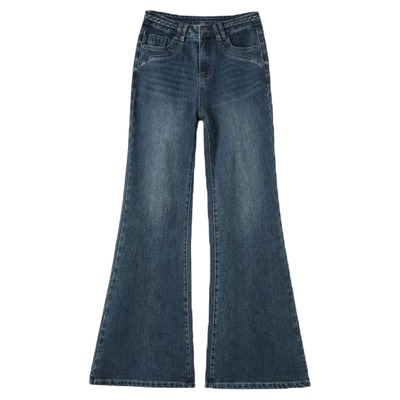 微喇牛仔裤女宽松高腰显瘦喇叭裤