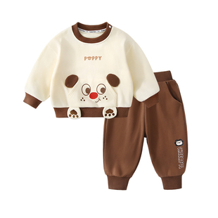 宝宝卫衣套装春秋季2026新款男童女童早春分体套儿童春装婴儿衣服