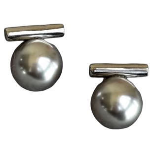 CIX格调/真多麻灰施家珍珠耳环蚊香盘耳夹女无耳洞清冷感耳钉耳饰