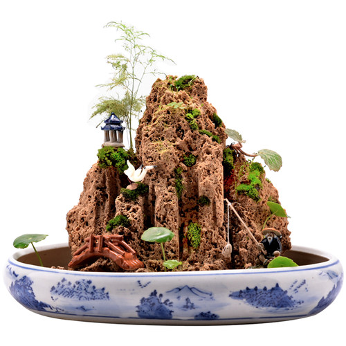 吸水石天然原石盆景鱼池鱼缸真石头装饰造景摆件植物上水石假山石