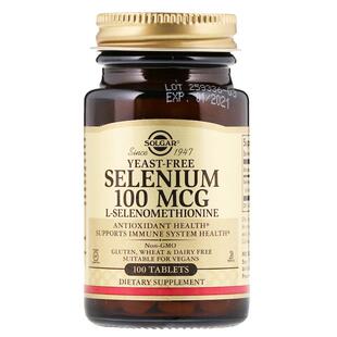 solgar活性麦芽硒片美国进口硒代蛋氨酸100微克桥本补硒片甲状腺