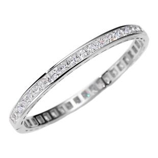 重工豪华满钻公主方手镯女925纯银轻奢精致正方形排钻银镯子重21g