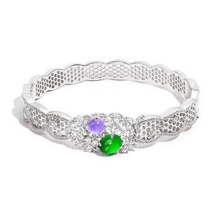 VISING珠宝水沫紫色绿色双拼紫罗兰手镯银镯子爆闪