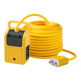 德力西纯铜电动瓶车充电延长线插排插拖线板长线15/20米插板带线