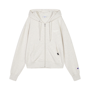 Champion冠军开襟连帽卫衣女2026春季新款休闲风简约拉链外套开衫