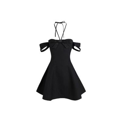 【杨超越同款】Fa sogno珐颂春夏新款斜纹小黑裙黑色小礼裙