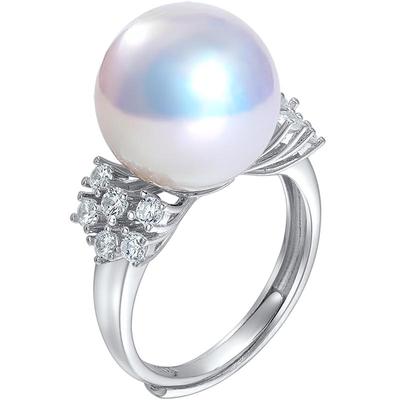 黛米12-13mm正圆珍珠戒指S925银