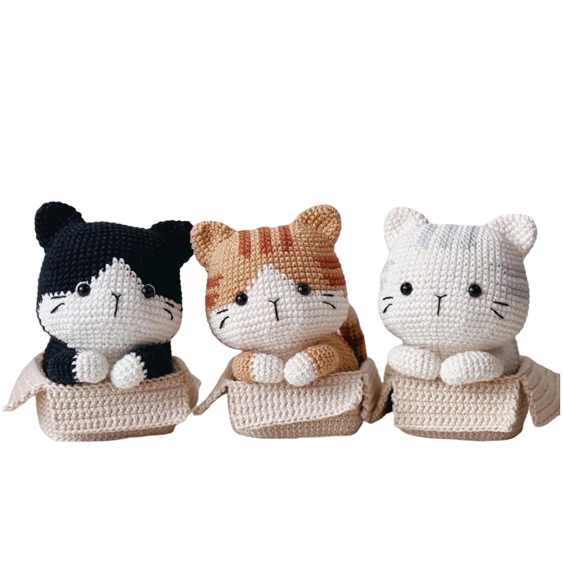 DIY编织材料包揣手手小猫咪可爱礼物摆件玩偶钩针织毛线视频教程