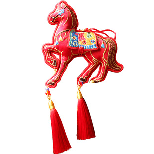 午马竞腾香囊挂件2026马年刺绣流苏汉服配饰红色骏马香包荷包挂饰