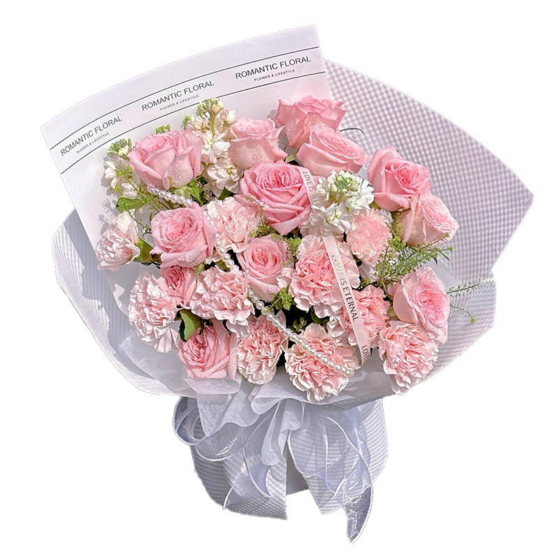 康乃馨玫瑰花束送妈妈长辈生日