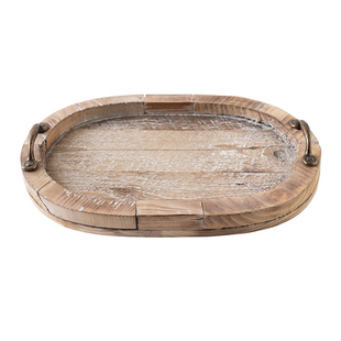 Monet Garden带手柄风化实木质复古做旧手提托盘摆件收纳美食摄影