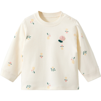 宝宝纯棉无骨肩扣上衣