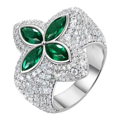 APORRO四叶草系列 手工满镶锆幸运戒指 小众质感情侣送礼明星同款