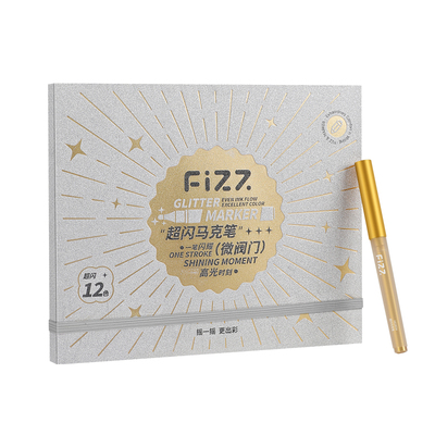 广博12色炫闪直液式马克笔