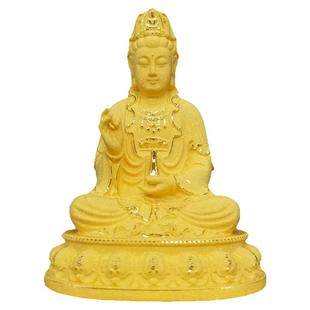 绒沙金南海观音菩萨佛像观世音汽车小车车载装饰供奉摆件原创禅意