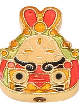 S925纯银古法烧蓝兔爷吊坠隔珠