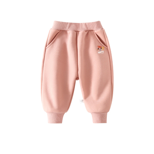 女童加绒裤子宝宝冬季加绒加厚长裤保暖外穿婴儿束脚卫裤2025新款