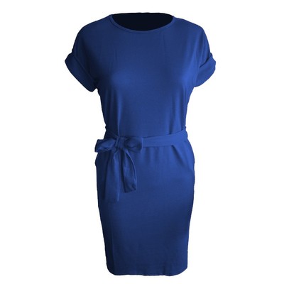 长袖系带V领长裙气质大摆连衣裙