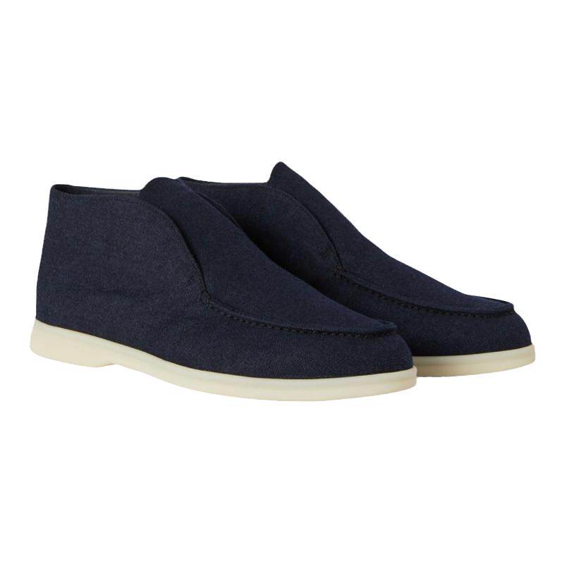 Loro Piana/诺悠翩雅男鞋蓝色羊毛织物耐磨短靴