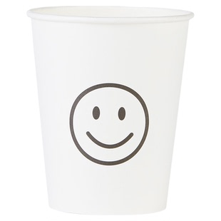 ins风纸杯简约笑脸格子一次性杯子加厚家用水杯办公室咖啡杯茶杯
