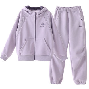 迪士尼女童套装秋冬新款儿童运动服大童卫衣卫裤青少年加绒厚童装