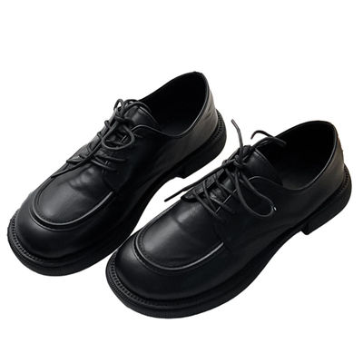 英伦风小皮鞋女漆皮平底系带