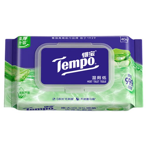 Tempo得宝湿厕纸植萃呵护加厚40片多规格任选厕纸湿巾实惠装