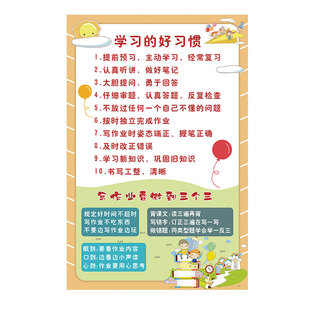 学习好习惯养成表十条墙贴家庭早教幼儿园励志标语好孩子家规家训