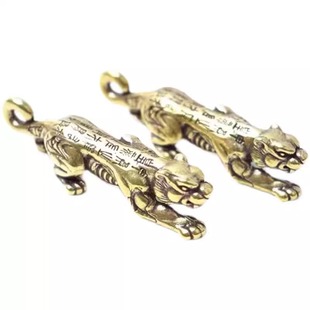 实心黄铜虎符毛笔搁毛笔架笔搁复古秦虎符兵权信物茶宠摆件