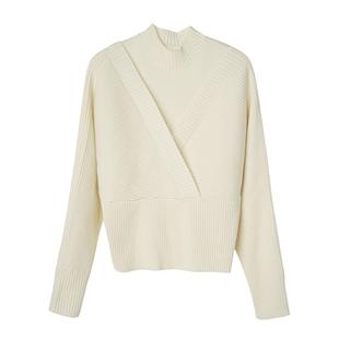 【到手179元】设计感半高领慵懒风针织背心羊毛混纺V领套头毛衣女