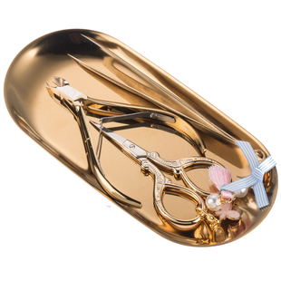 美甲工具套装金色金属美甲托盘死皮剪小刚推推卸钻钳甲沟钳套装