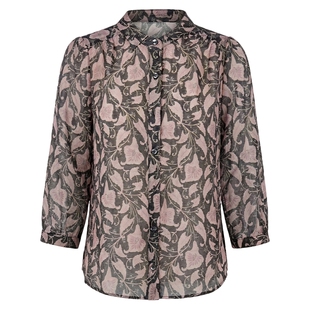 马天奴2026春季新款咖色印花莱赛尔混纺衬衫上衣衬衣气质时尚女装