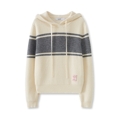 撞色百搭抽绳LILY羊毛混纺针织衫