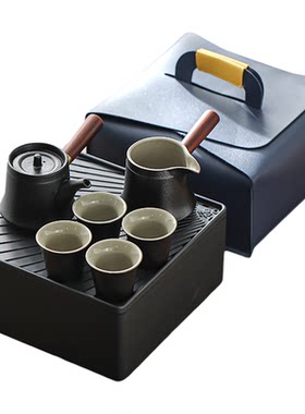 黑陶侧把壶旅行茶具套装户外便携