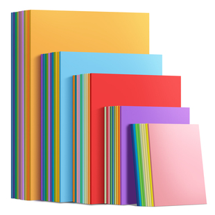 A4手工彩色硬卡纸8K儿童幼儿园制作材料加厚大张4K彩纸A3白黑红绿蓝灰黄粉180g美术专用16开画画背景四开彩纸