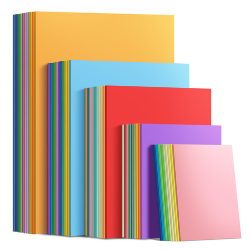 A4手工彩色硬卡纸8K儿童幼儿园制作材料加厚大张4K彩纸A3白黑红绿蓝灰黄粉180g美术专用16开画画背景四开彩纸