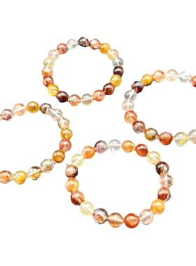 天然锦鲤胶花手串红黄双色