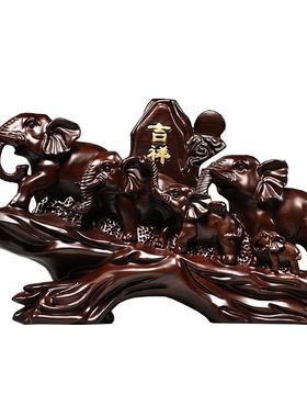 定制黑檀木雕大象摆件实刻