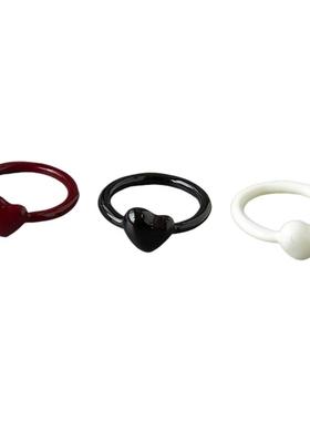 铜合金珐琅釉爱心时尚戒指女