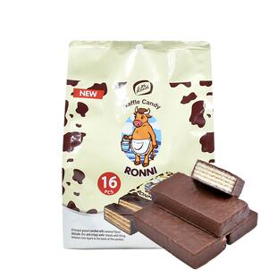 正品俄罗斯原装进口康吉大奶牛威化巧克力牛奶味夹心华夫饼干500g