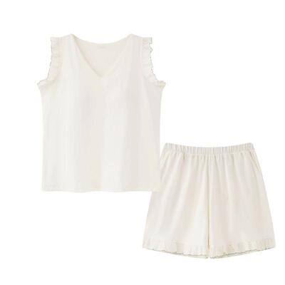 睡衣女夏季无袖背心短袖家居服