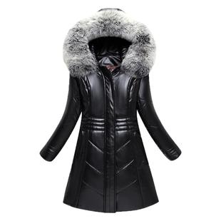2025新款真皮羽绒服女长款海宁皮衣加绒加厚妈妈冬装皮草外套大码