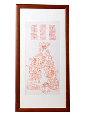 朱砂手绘赵公明五方五路挂画