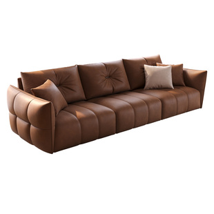 意式轻奢真皮沙发全屋定制头层牛皮大别墅高端客厅全青皮直排沙发