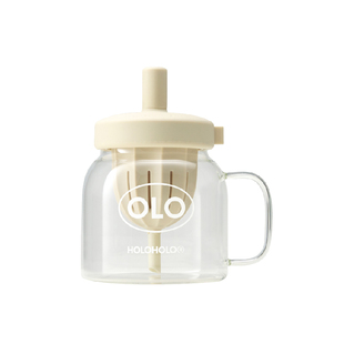 holoholo玻璃杯家用耐高温泡茶水分离杯子女茶杯吸管杯大容量水杯